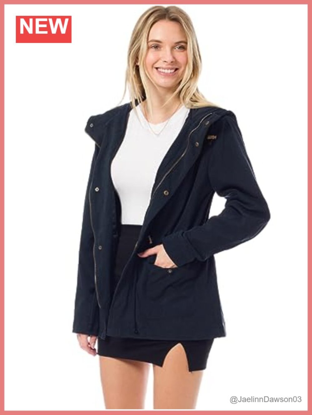 Womens Faux Suede Hooded Anorak Jacket Zip Button Utility Safari